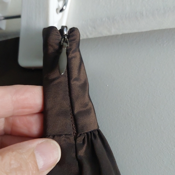 Trina Turk Silk Blend Chocolate Brown Satin Knee Length Skirt Sz 6 - Picture 6 of 10